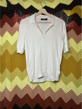 Lauren Ralph Lauren LRL Collared Shirt Womens L White Short Sleeve